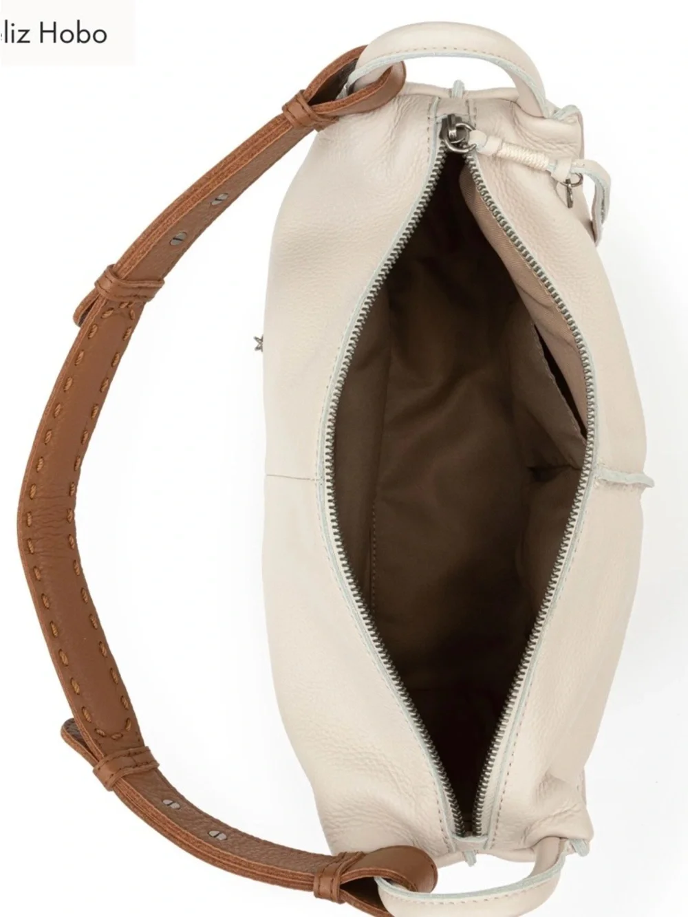 The Sak Los Feliz Hobo Cream Leather with Brown Shoulder Strap - Picture 5 of 16